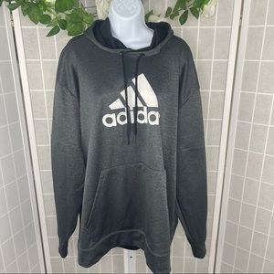 Adidas Mens Gray White Long Sleeves Pullover Hoodie